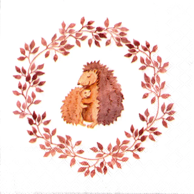 Serviettes en papier hérisson&son bébé choupisson. Napkins hedgehog and his baby