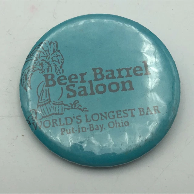 VTG BEER BARREL SALOON Worlds Longest Bar 21/4" Button Pinback PutIn