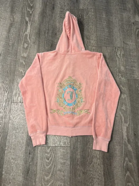 Vintage Juicy Couture Hoodie Womens XL Scottie Y2K Velour Rhinestone Grunge Soft