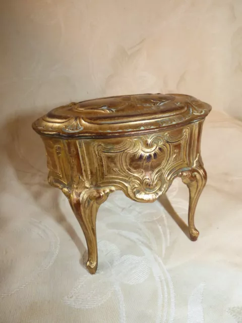 Ancien Coffret à Bijoux en Forme de Meuble Commode Louis XV régule patine bronze