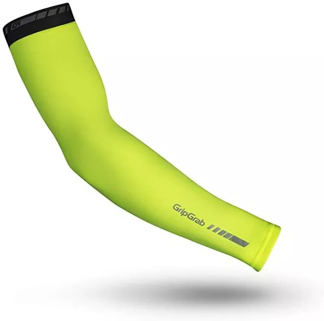 Gripgrab Cycling Unisex Arm Warmers Classic Hi-Vis Size Medium Free Uk Postage