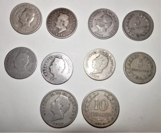 Lot of 10 El Salvador Coins, MA#4962