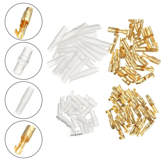 200Pcs Male Female Bullet Connector 3.9-4.0mm Terminals Socket Insulator Sleeve