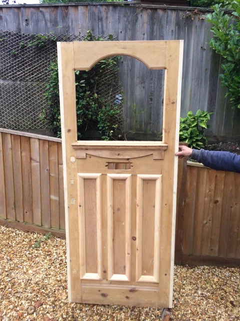 Victorian Front Door Wooden Reclaimed Period Old Edwardian Repaired Stripped.