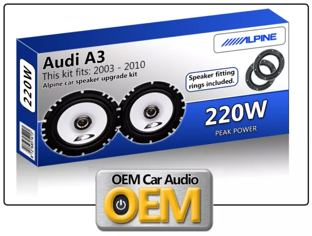 Kit de altavoces de puerta delantera Audi A3 Alpine 17cm 6.5" coche 220W potencia máxima