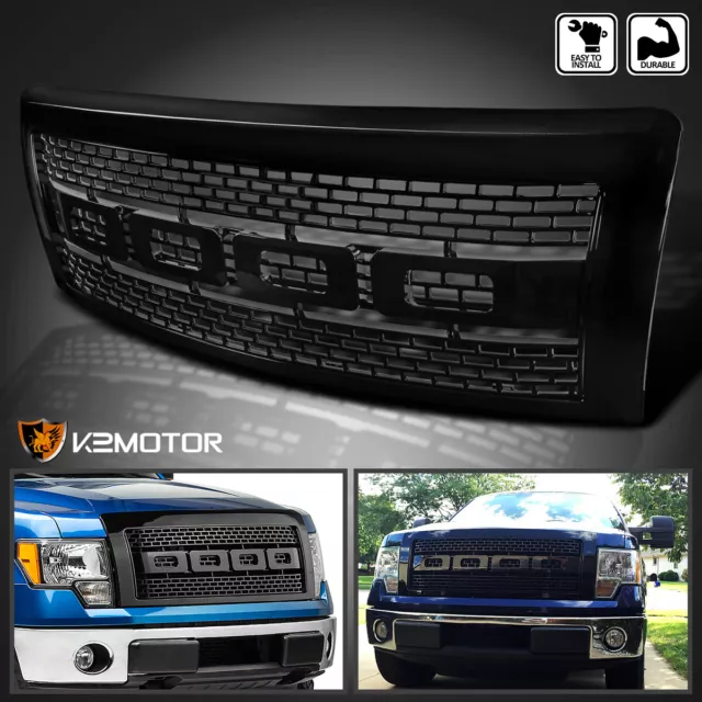 Fits 2009-2014 Ford F150 F-150 Raptor Style Mesh Bumper Grille Hood Grill Black