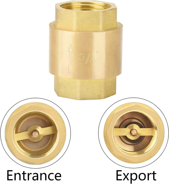 Clapet Anti-Retour Laiton 2,5 Cm - Valve De Non-Retour 1 Pouce IG/AG Inoxydable