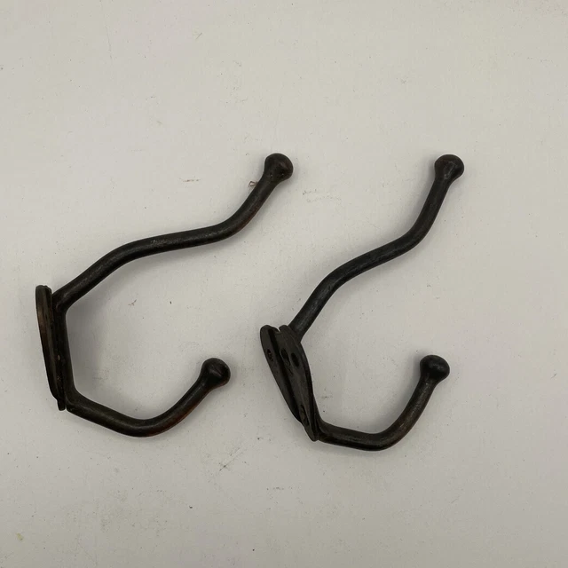 Antique Vintage Iron Wall Coat Hooks Set Of 2 4