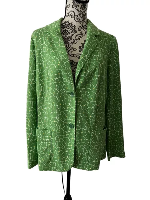 Talbots Green Floral Knit Button Stretch Blazer Jacket Women’s Size 1 X Pockets