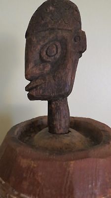 Antique Tribal Batak Hand Carved Bamboo Medicine Container w/ Figural Stopper