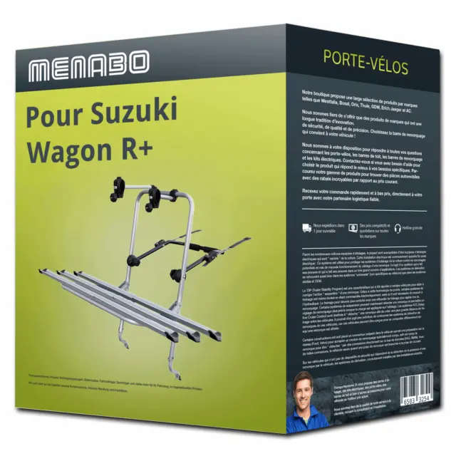 Porte-vélo Menabo Logic 3 pour Suzuki Wagon R+ MM 3 vélos TOP