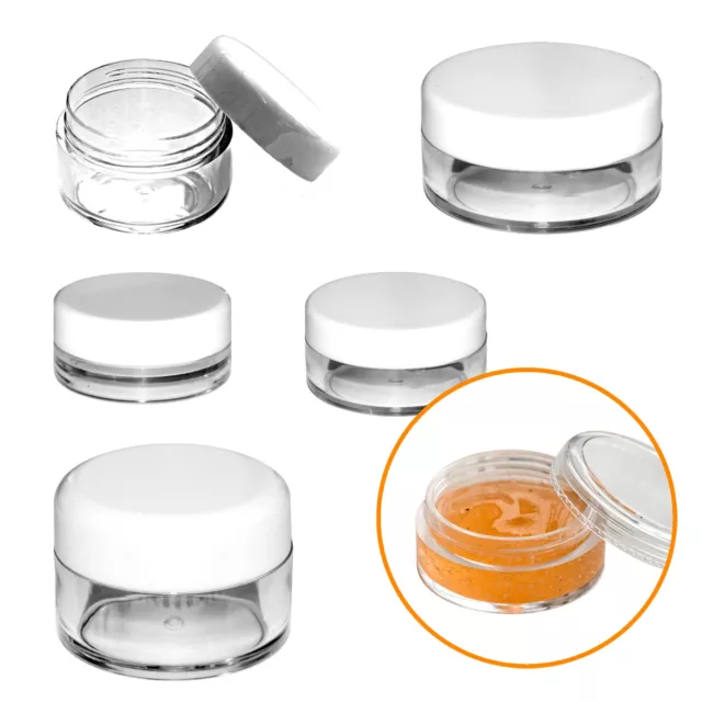 3ml 5ml 10ml 20ml Empty Round Plastic Cosmetic Container Sample Pot Jar Travel!!