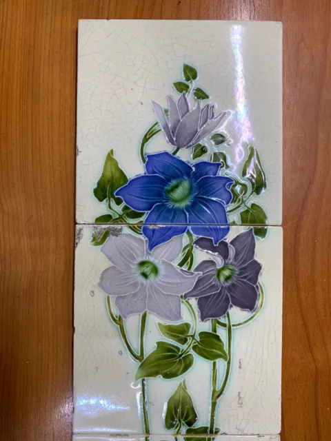 TILES RARE ENGLAND Art Deco NOUVEAU MAJOLICA RARE VINTAGE ANTIQUE COLLECTIBLE 2