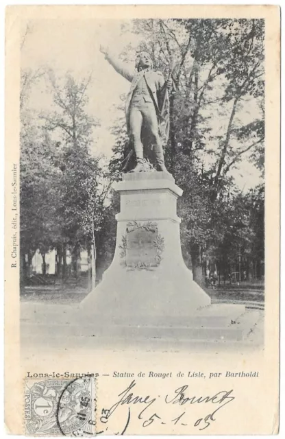 Lons-le-Saunier 39 Rouget de Lisle Statue CPA Precursor Written in 1903