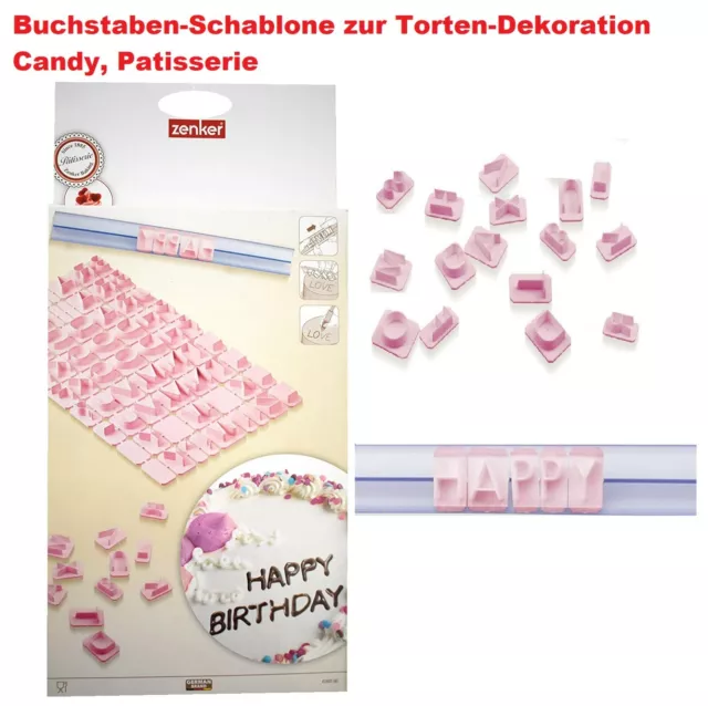 58 Buchstaben-Schablone zur Torten-Dekoration Candy, Patisserie 10 x 17 mm