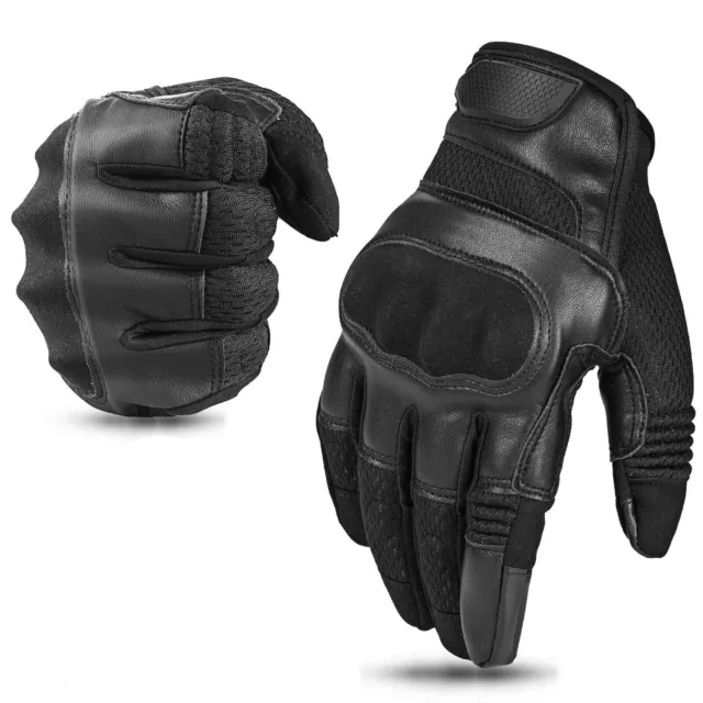 Guanti Da Moto, Guanti Moto in Pelle Da Uomo, Touch Screen Protezione Nocche