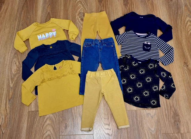 #32 Huge Bundle Of Baby Girls Clothes Age 9-12 Months Tops Leggings Dress Hoodie 2