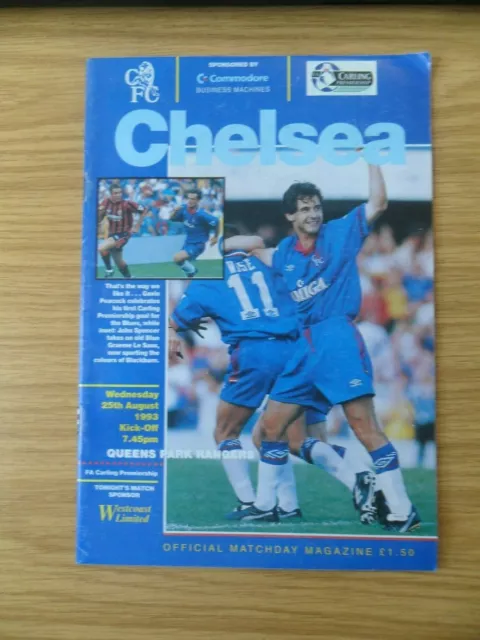 Chelsea vs QPR West London Derby Carling Premiership 1993 Match Day Programme