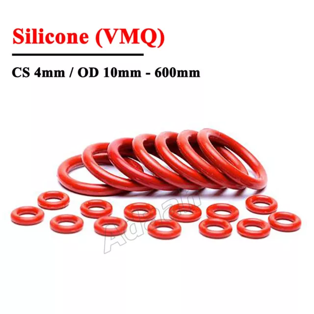 O-Rings CS 4mm Food Grade Silicone O Ring Sealing Washer Gasket OD 10mm - 600mm