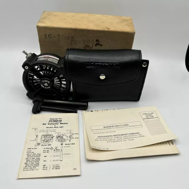 Draft Meter Bacharach FloRite Air Flow Velocity Meter in Case Vtg COMPLETE w Doc