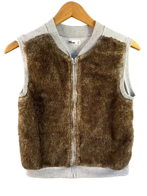 Epic Threads Girls' Brown Faux Fur Vest Lt Grey Heather Size XL Extra Large