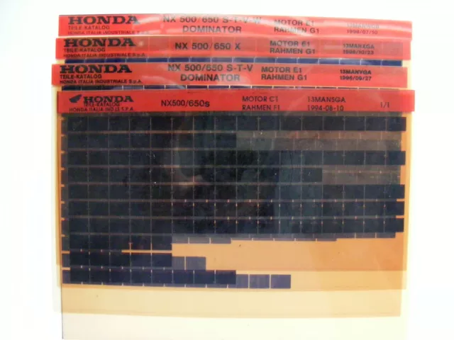 4x HONDA NX500 NX650 DOMINATOR Microfiche Ersatzteil Katalog Baujahr 94-98