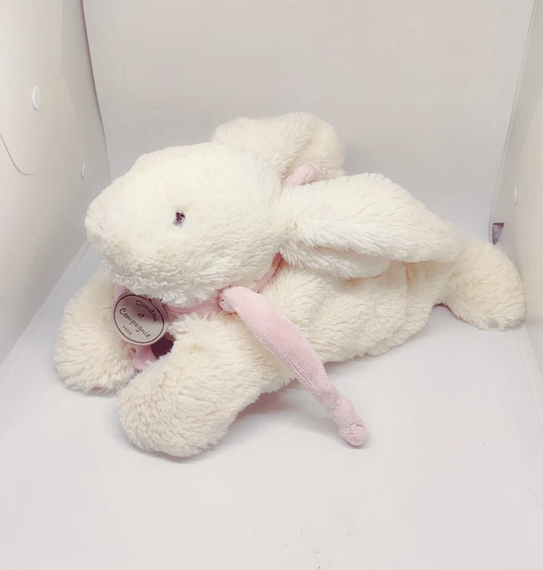 Doudou et Compagnie peluche lapin bonbon blanc rose grand modèle 32cm GM