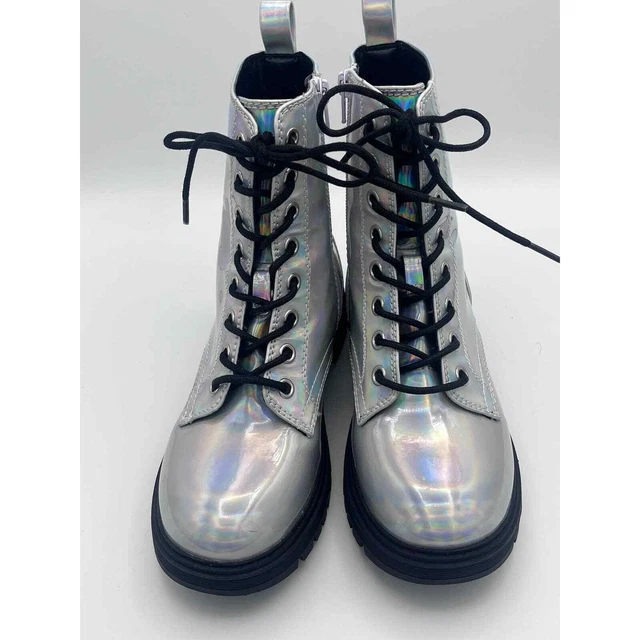 So Women's Reindeer Iridescent Combat Boots Size 7M. NWOT