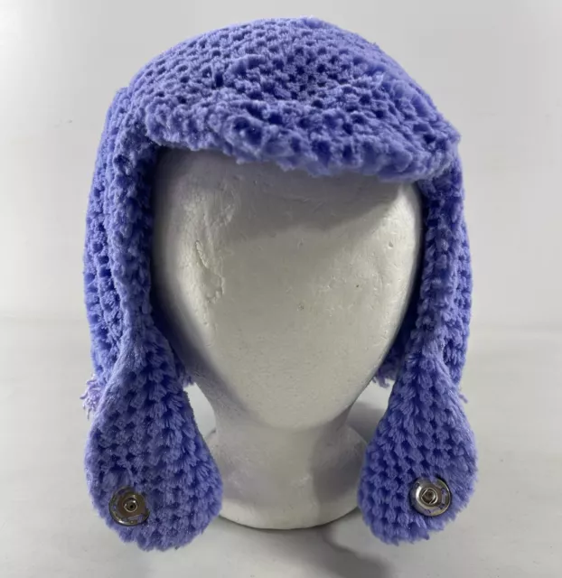 Outdoor Purple Girls Cap Hat Velour Soft Plush Fur Trim TODDLER Snap Close