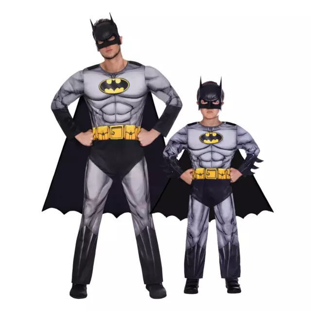 Deluxe Classic Batman Fancy Dress Superhero Costume Kids Boys Mens Book Day