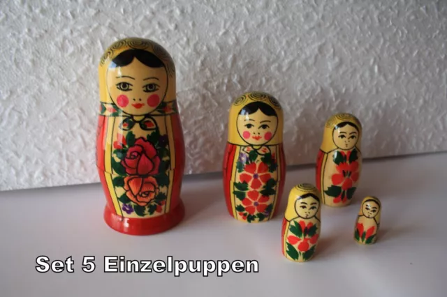 Original Russische Semenovskaja Matrjoschka 1 x 5 er Set ( 5 Einzelpuppen )