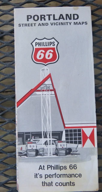 1968 Portland street  map Phillips 66  oil  gas Oregon Vancouver Milwaukie