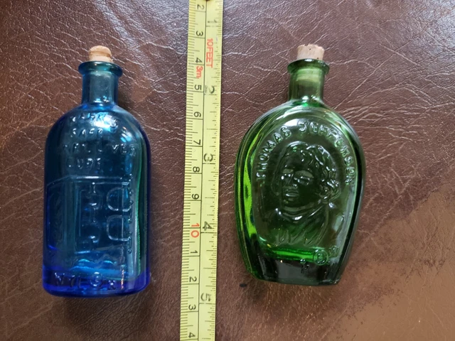 Set of 2 Wheaton N. J. mini bottle with cork stoppers