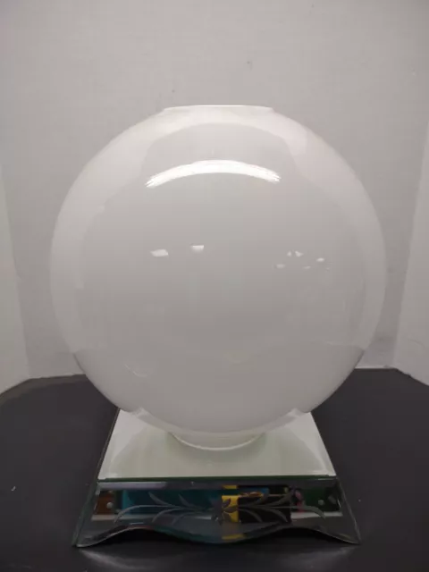 NOS NEW Jumbo LG 11" White Glass Round Ball Hurricane Lamp Shade Globe 4" Fitter