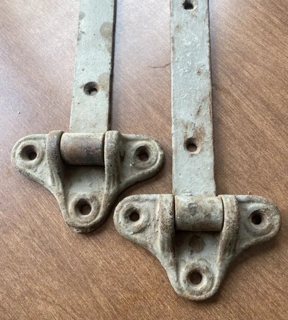 Antique Pair Cast Iron RUSTIC BARN DOOR HINGES - Set of 2 - 21 1/4" - Antique 2