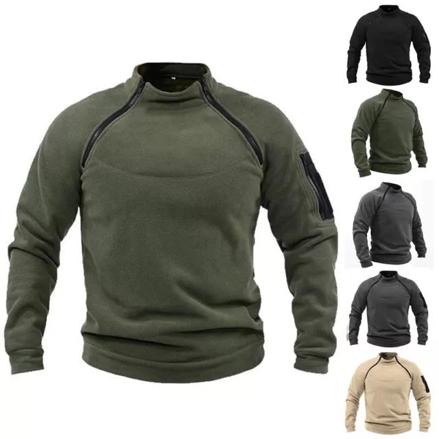 Uomo Tattico Militare Felpa Pile Maglione Cappotto Combattimento T-Shirt Zip -
