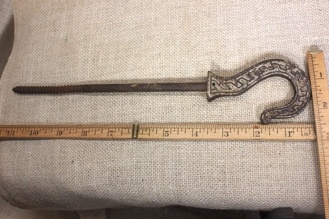 old Ceiling Plant Hook chandelier bird cage hanger 11 1/4" rustic nickel vintage 6