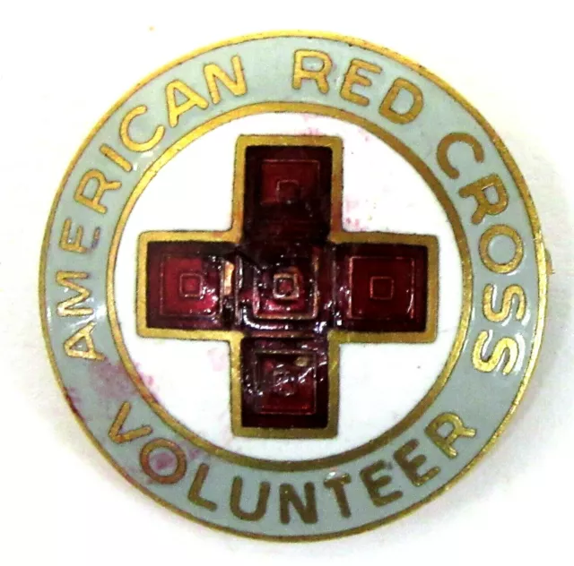 WWII AMERICAN RED CROSS VOLUNTEER Gray Ladies gray enamel pinback button badge