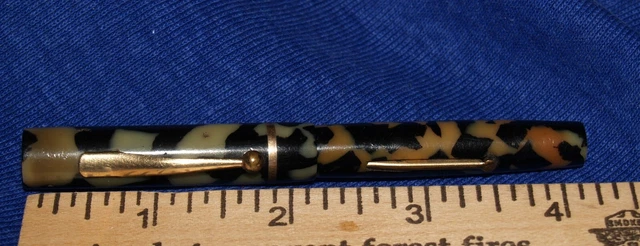 VTG Mabie Todd Co Swallow Fountain Pen Marbled Green $ Black 14K Nib