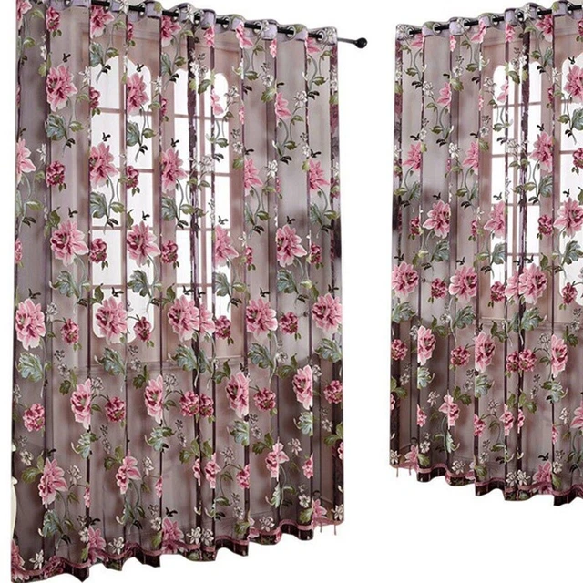 Cortina decorativa de vidrio para puerta dormitorio cortina de velo tul con jamón de encaje PendA1U6