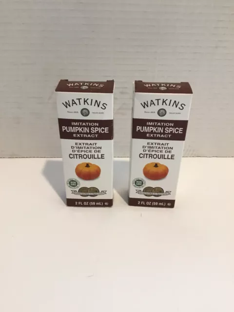 Lot Of 2 , New, Watkins , 2 Oz., Non GMO, Imitation Pumpkin Spice Extract