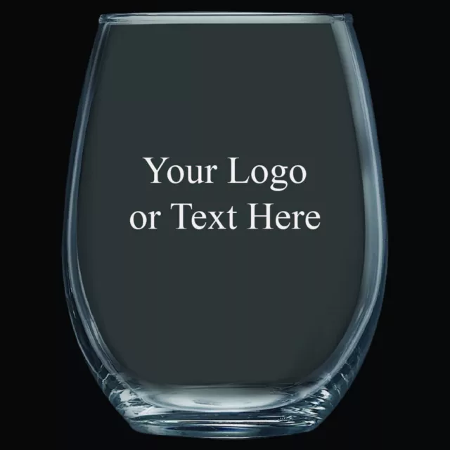 Personalized Stemless Wine Glass Custom Text - 9 oz Engraved Drinking Glass