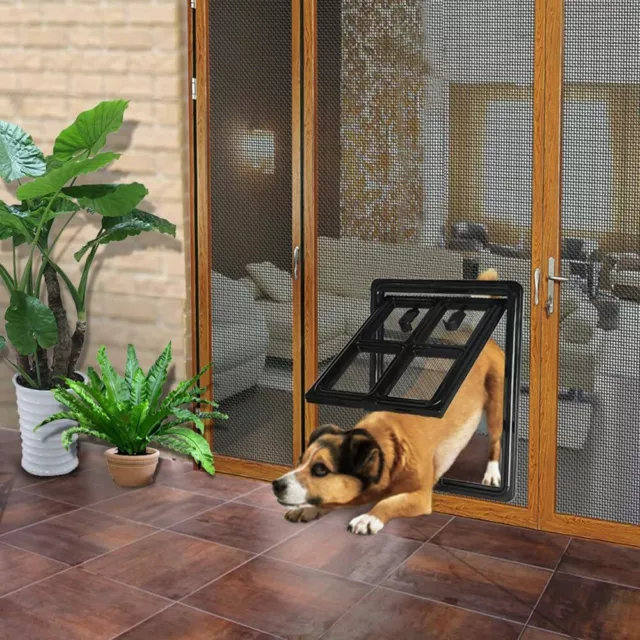 S/L Pet Dog Cat Slide Sliding Screen Door Mesh Window Moustiquaire Security Flap