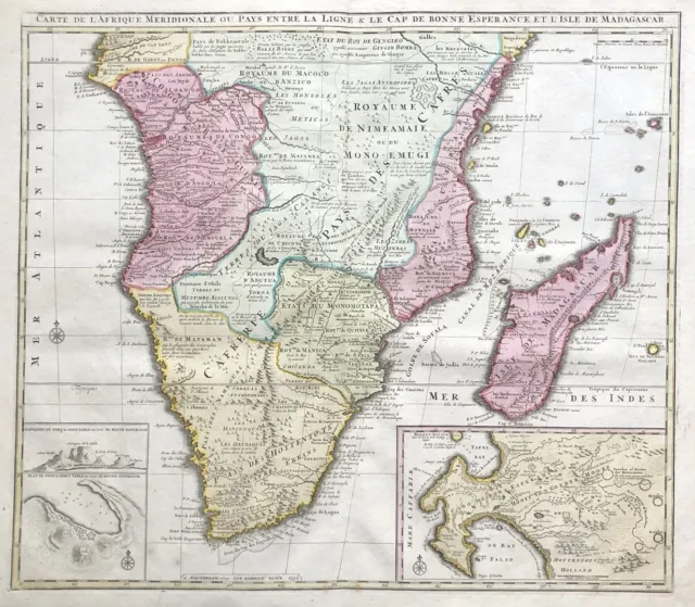 South Africa Afrique Of Sud Madagascar Island Map Card Elwe 1792