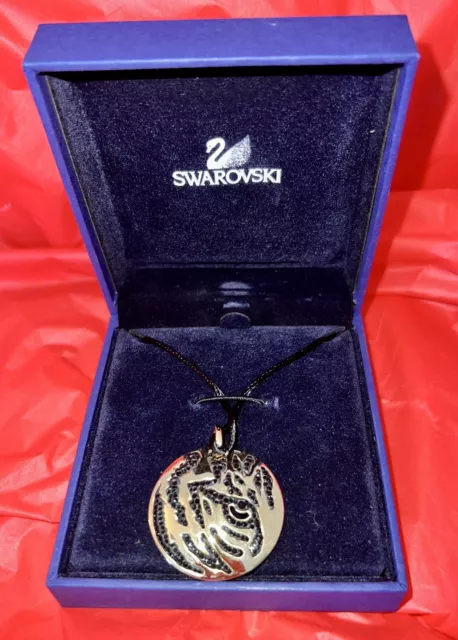 SWAROVSKI Swan Signed Crystal Necklace Crystal Pendant NIB