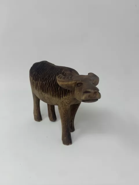 Hand Carved Wooden Water Buffalo Wood Sculpture Art Figure Figurine