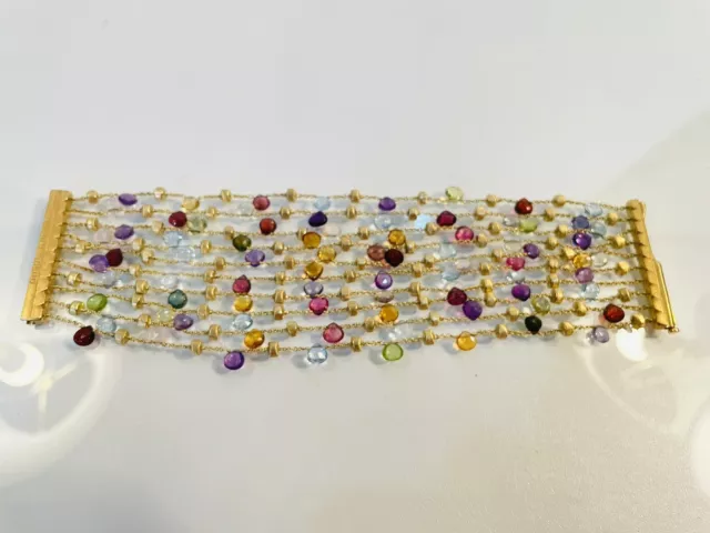 Marco Bicego 18k Gold Multi Gem Briolette 10 Strand Row Paradise Bracelet 7” Marco Bicego 18k Gold Multi Gem Briolette 10 Strand Row Paradise Bracelet 7”