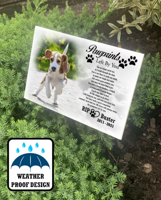 Grave marker, Tree stake plaque, Pet cemetery or garden use, Dog memorial design