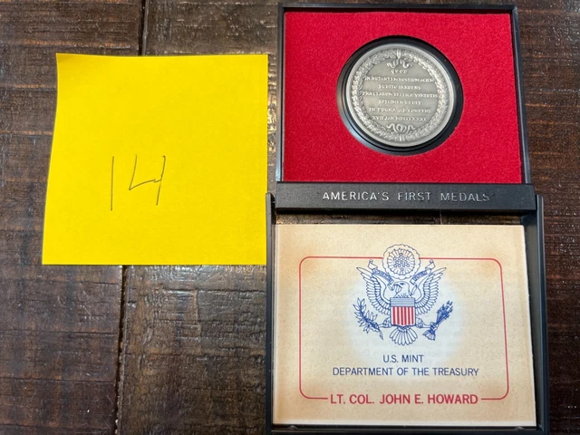  America's First Medals LT Col John E Howard  U.S. Mint Pewter w/ Display Case