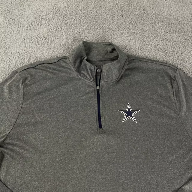 Dallas Cowboys Shirt Mens 2XL Gray 1/4 Zip Lightweight Activewear NFL 2